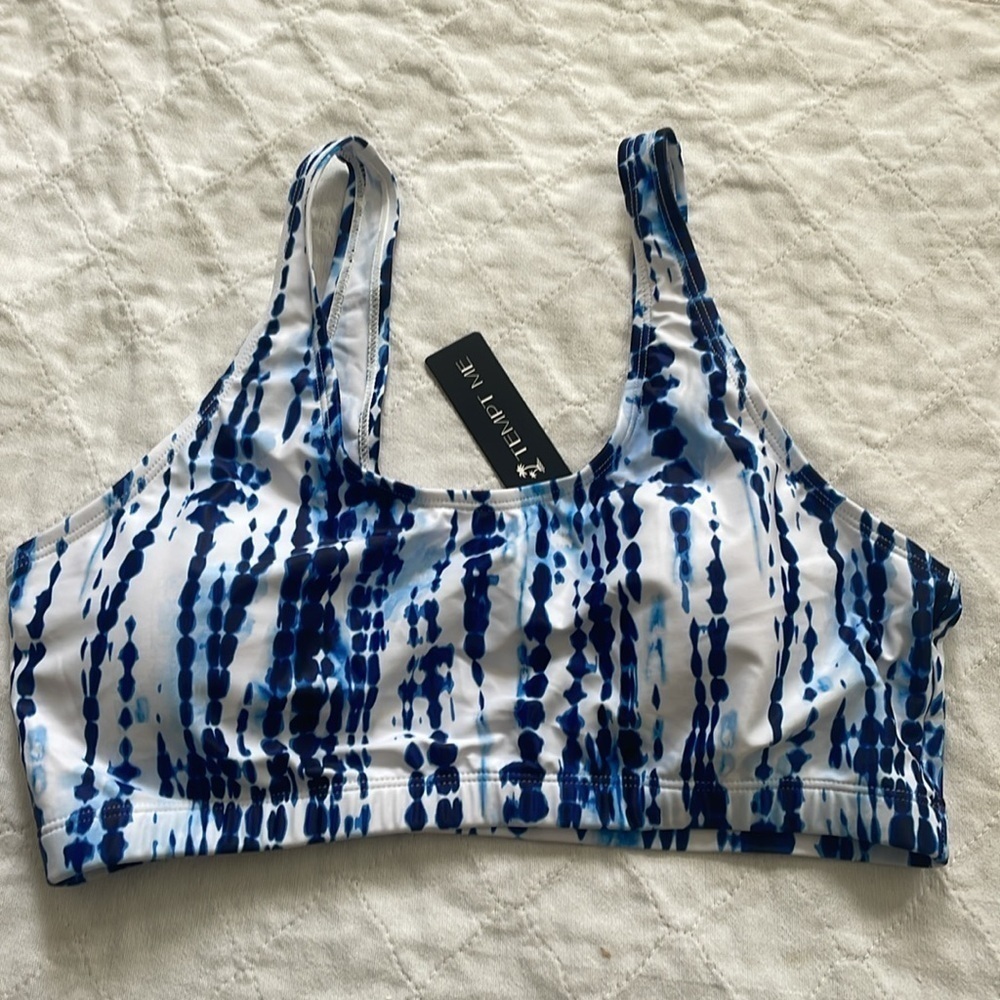 Tempt Me Women Two Piece Scoop Neck Bikini Crop Top removable pads, size XL A92 - Picture 5 of 8